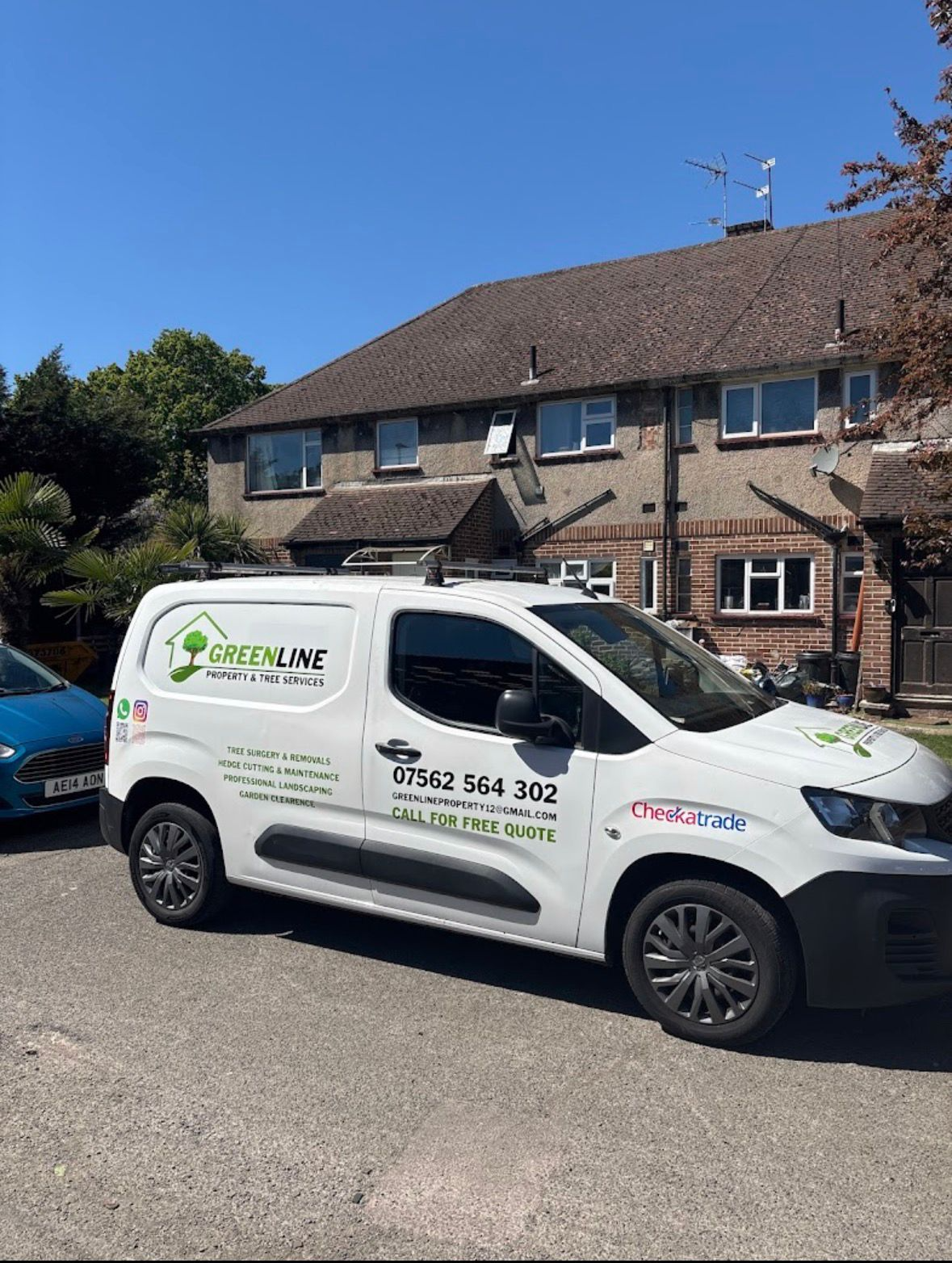 Greenline branded work van on site